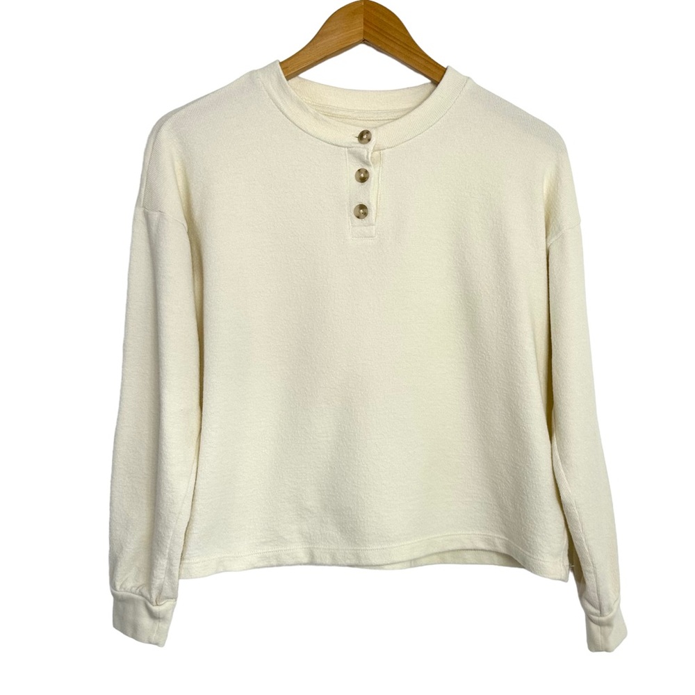 Madewell Womens Drop-Sleeve Henley Tee Sz XS Ivory Long Sleeve MC238